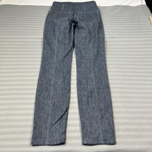 Annette Görtz Pants Womens 38 Straight Leg Denim Linen Stretch Button 32 Inseam - Picture 2 of 11